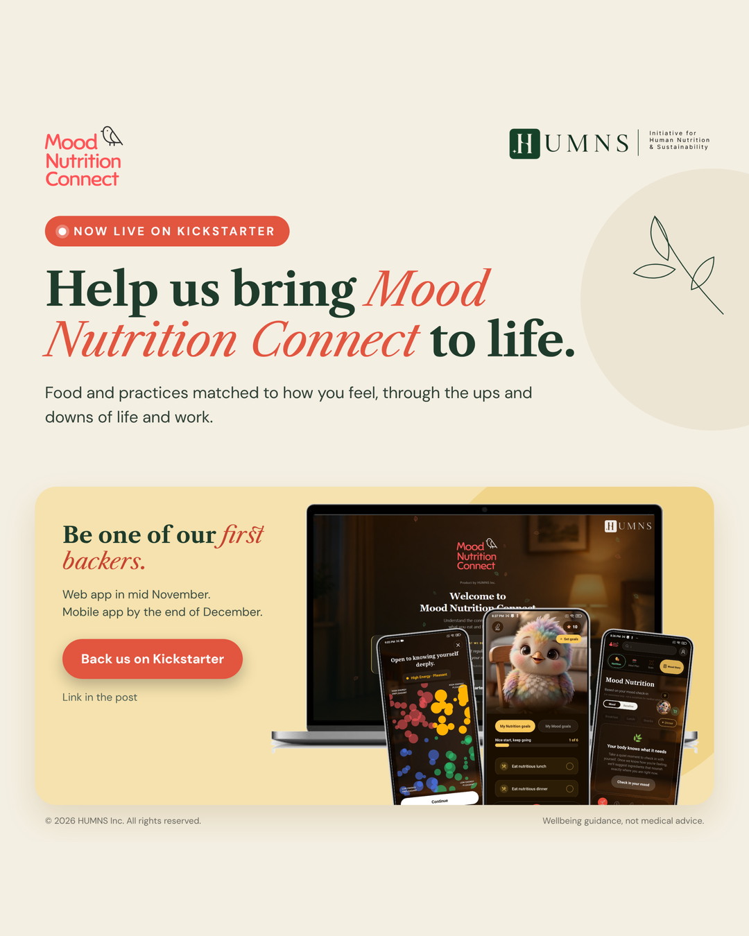 Mood Nutrition Connect on a laptop and phones